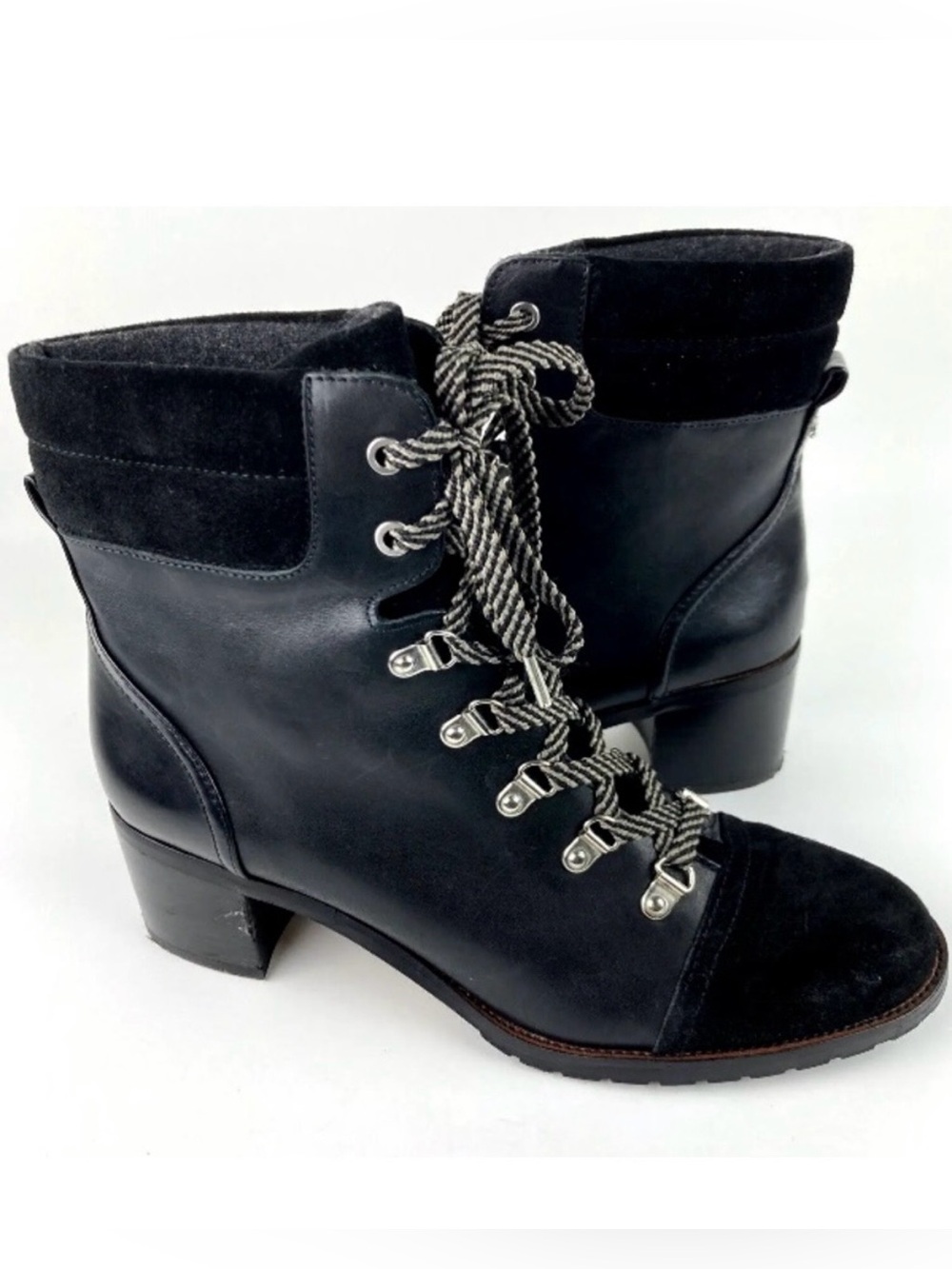 Sam Edelman Womens 11 boots black suede lace up Manchester combat boots